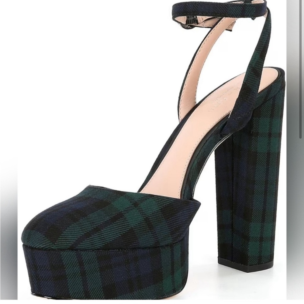 Antonio Melani x Born on Fifth "Liv" tartan plaid platform heel, size 9.5